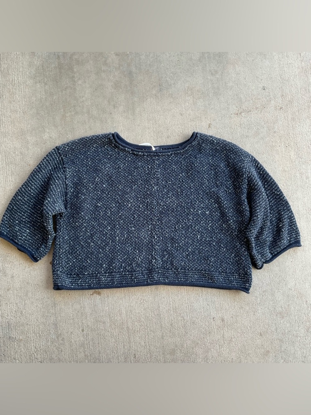 Free People cropped boxy boho sweater in blue